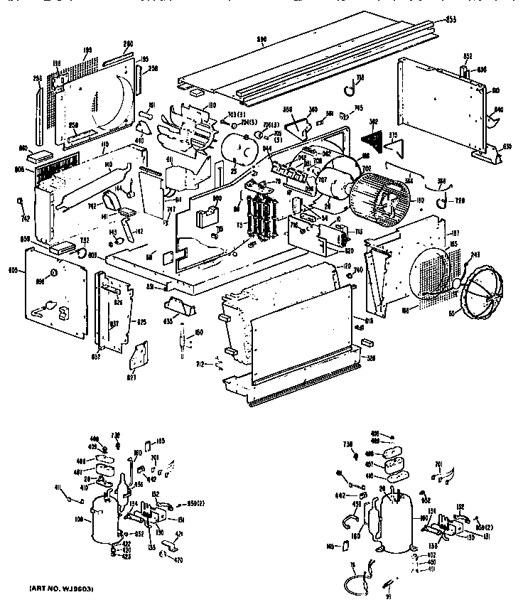 GE A3B583DCAL1Y replacement parts/compressor diagram