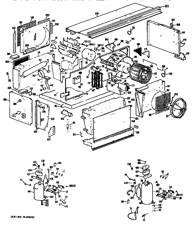 GE A3B683DJASW1 replacement parts/compressor diagram