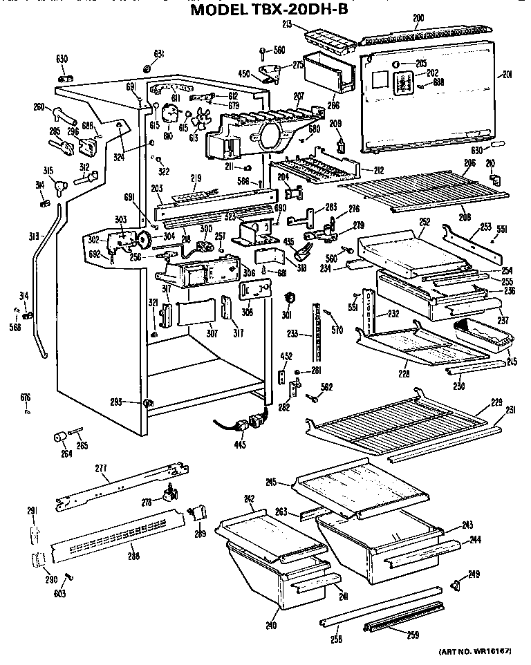 GE TBX20DHB cabinet parts diagram