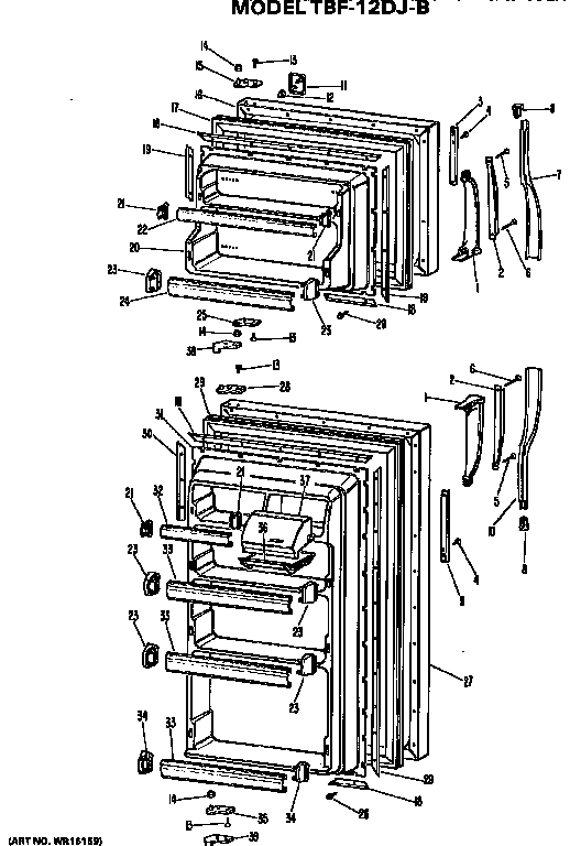 GE TBF12DJB doors diagram