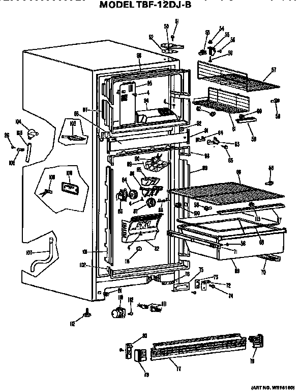 GE TBF12DJB cabinet parts diagram