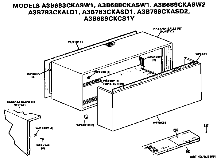 GE A3B688CKASW1 cabinet diagram