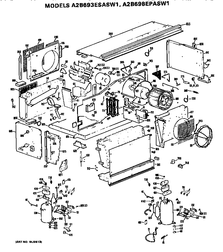 GE A2B693ESASW1 replacement parts/compressor diagram