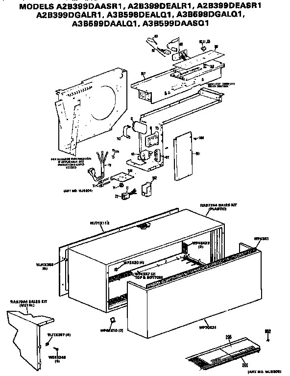 GE A2B399DEALR1 control box/cabinet diagram
