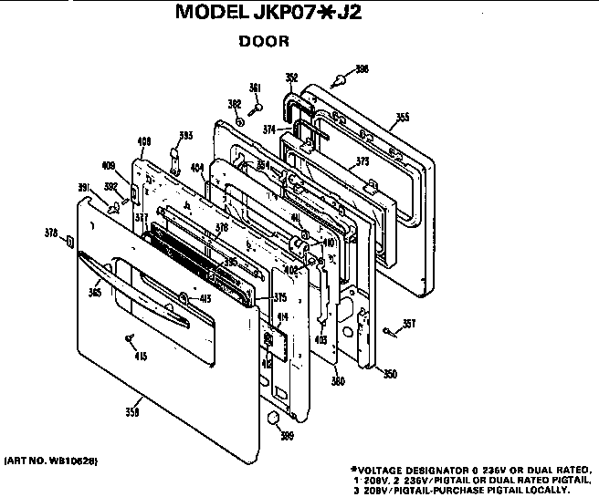 GE JKP07*J2 door diagram