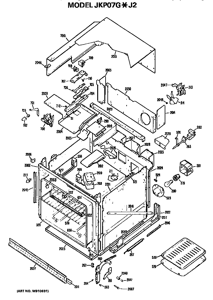 GE JKP07G*J2 main body diagram