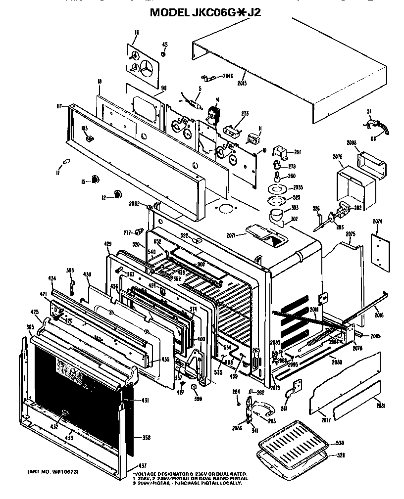GE JKC06G*J2 main body/controls diagram