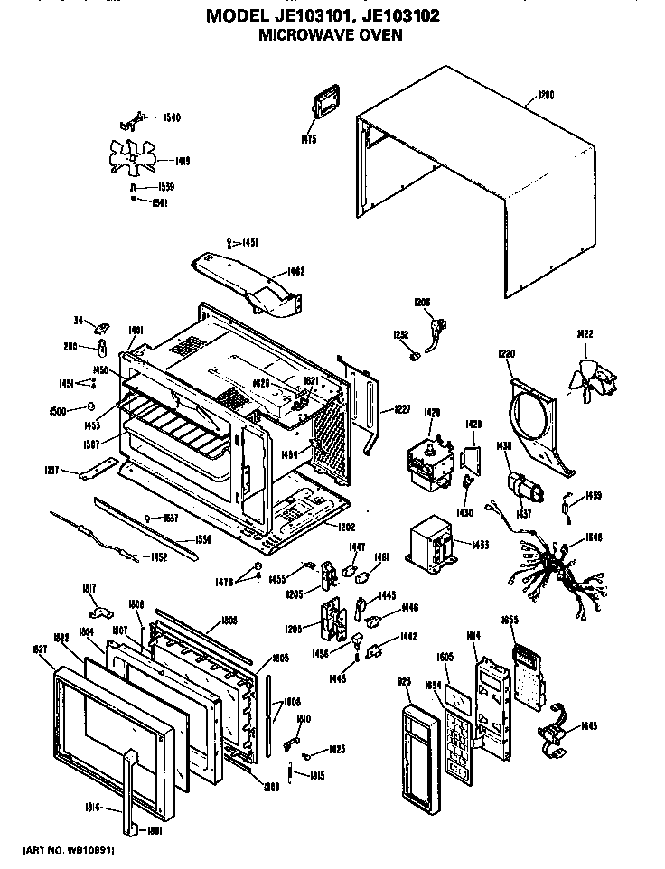 GE JE103102 microwave oven diagram