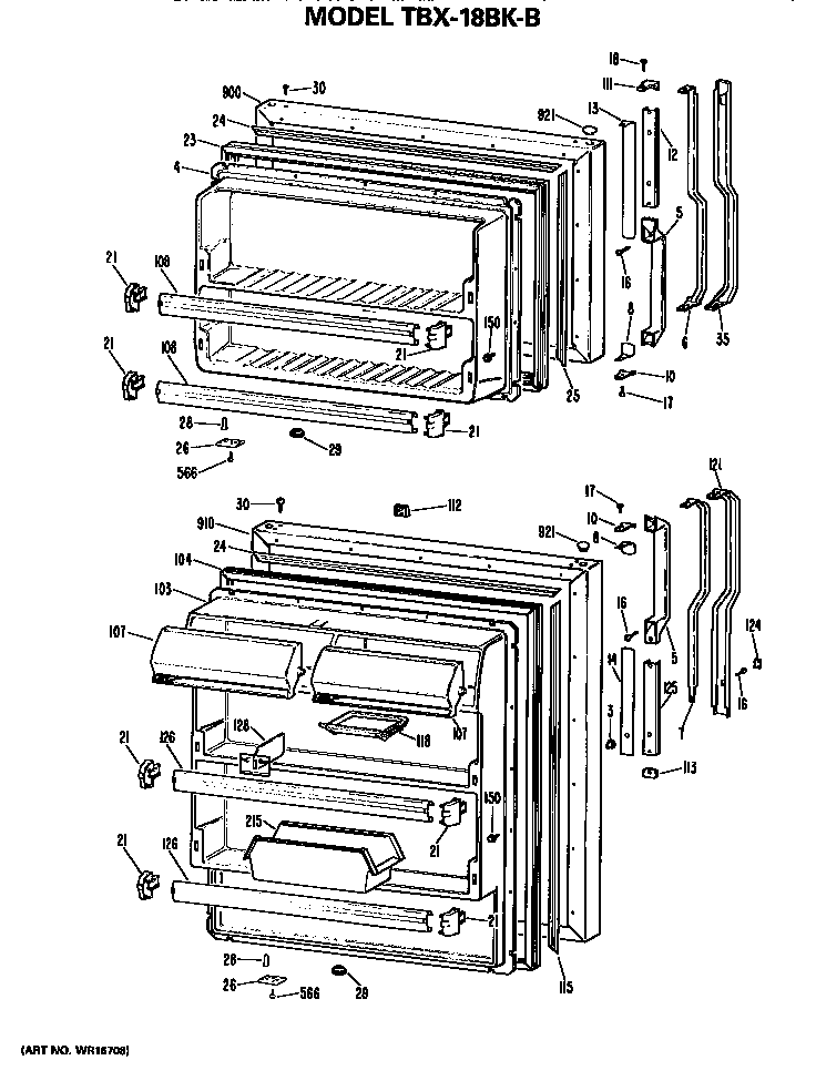 GE TBX18BKBR doors diagram