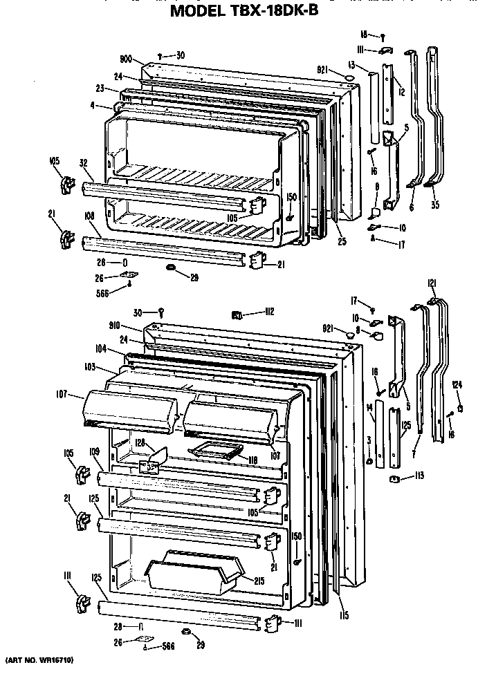 GE TBX18DKBR doors diagram