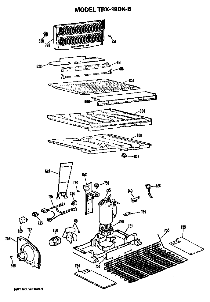 GE TBX18DKBR unit parts diagram