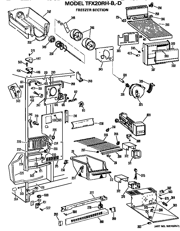 GE TFX20RHB freezer section diagram