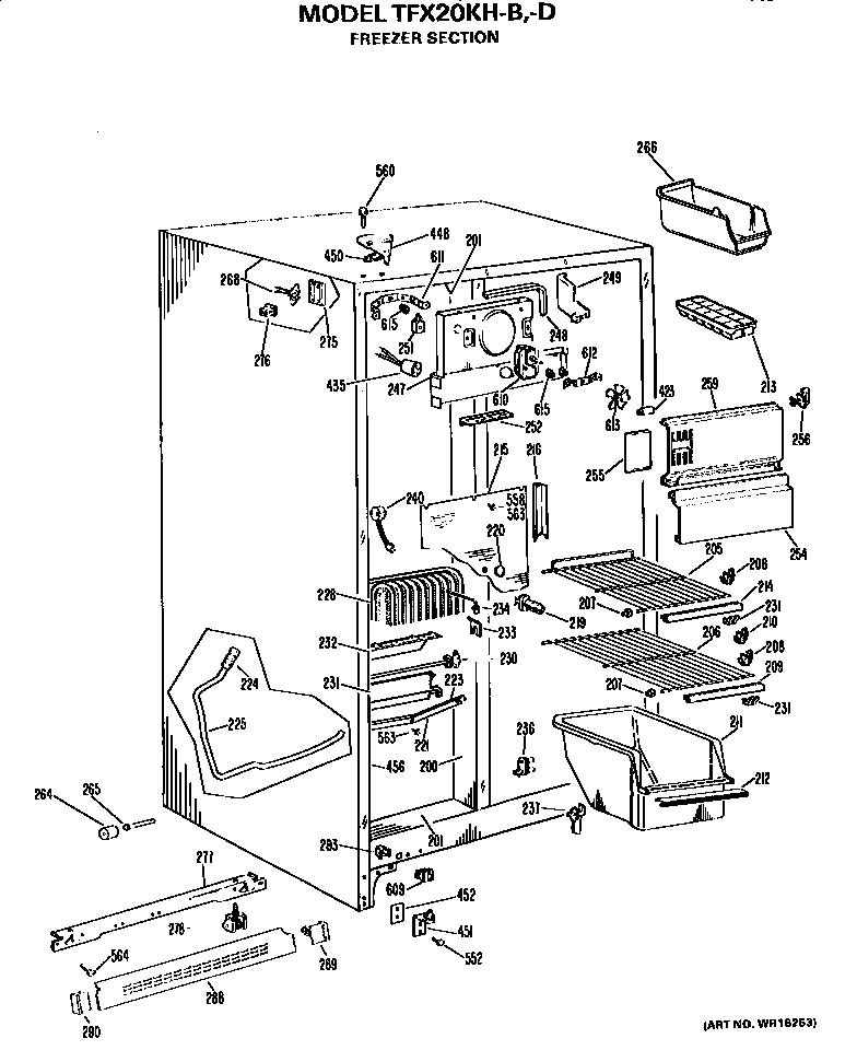 GE TFX20KHB freezer section diagram