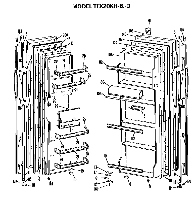 GE TFX20KHB doors diagram