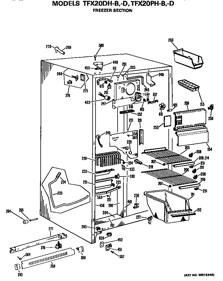GE TFX20PHB freezer section diagram