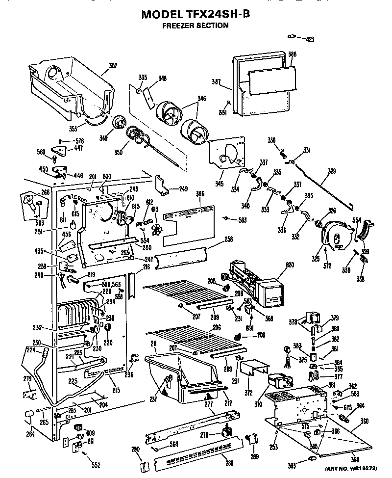GE TFX24SHB freezer section diagram