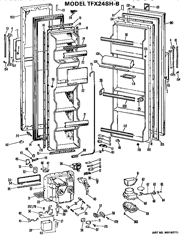 GE TFX24SHB doors diagram