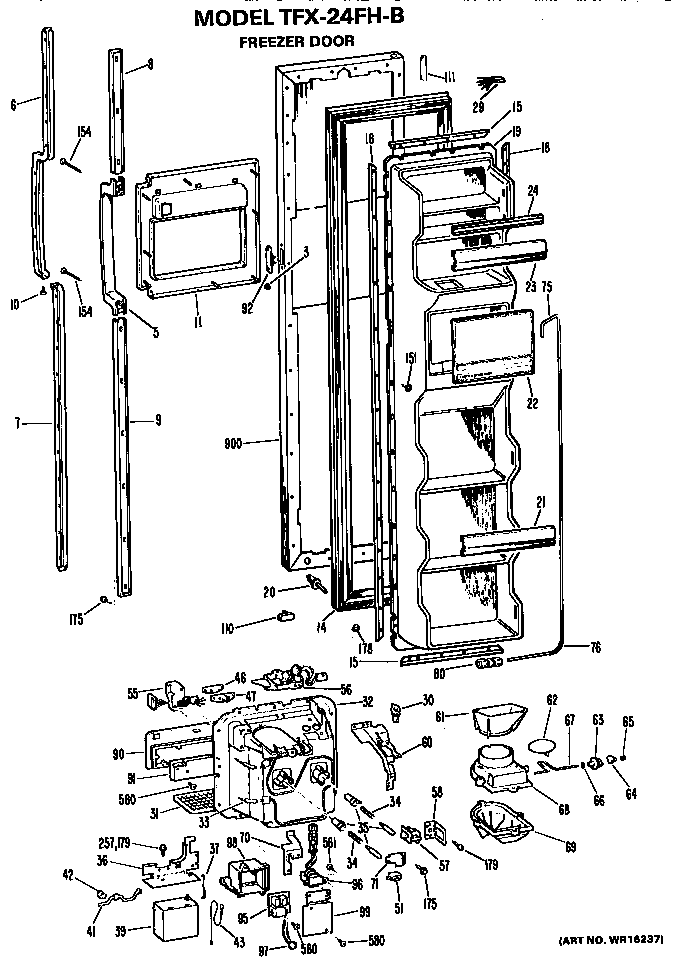 GE TFX24FHB freezer door diagram