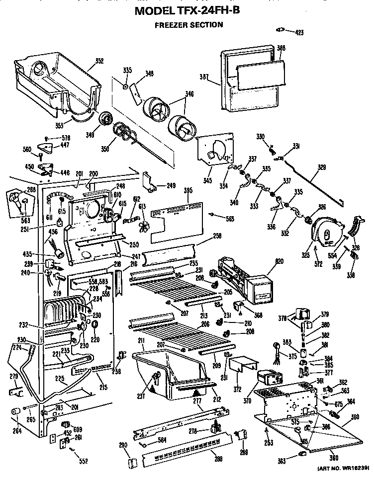 GE TFX24FHB freezer section diagram