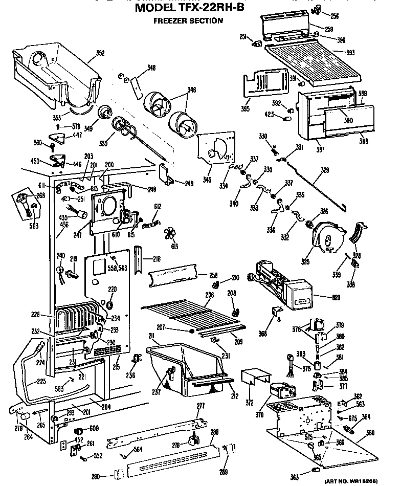 GE TFX22RHB freezer section diagram
