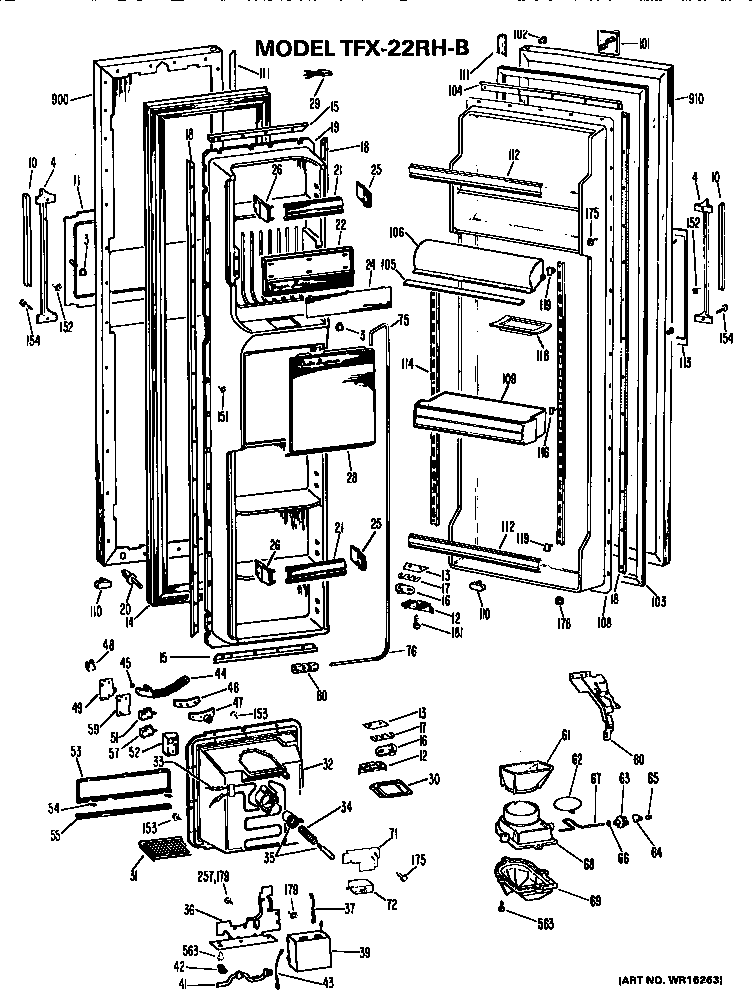 GE TFX22RHB doors diagram