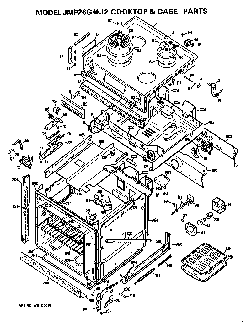GE JMP26G*J2 main body/cooktop diagram
