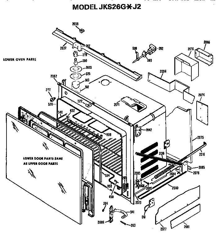 GE JKS26G*J2 lower oven diagram