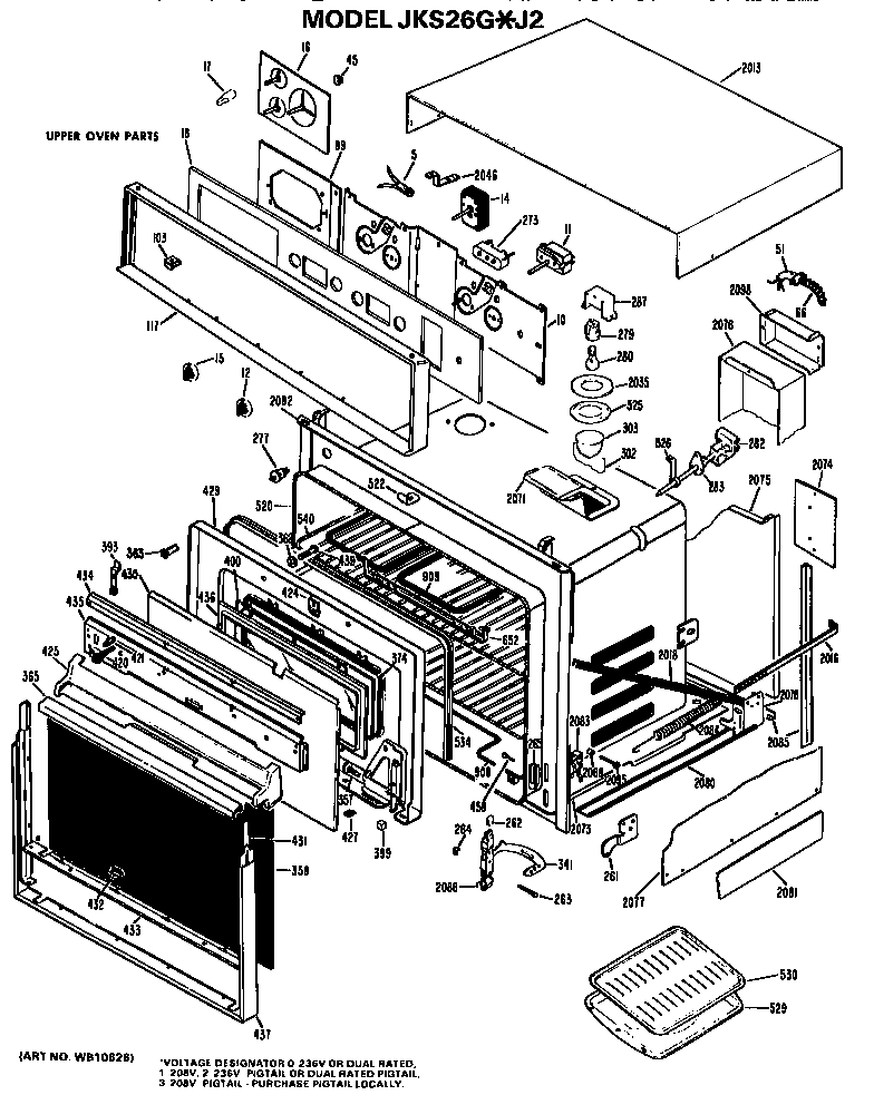 GE JKS26G*J2 upper oven diagram