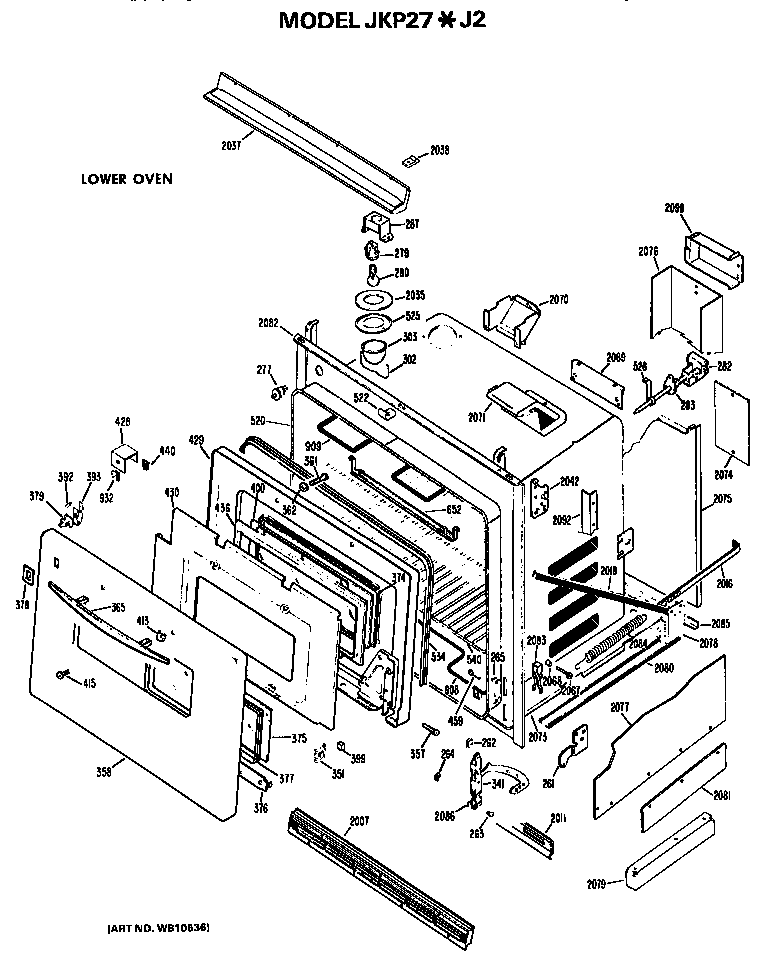GE JKP27J2 lower oven diagram