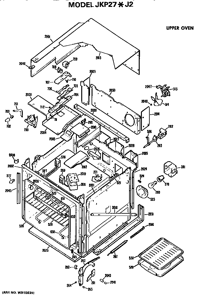 GE JKP27J2 upper oven diagram