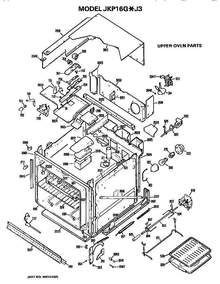 GE JKP16G*J3 upper oven diagram