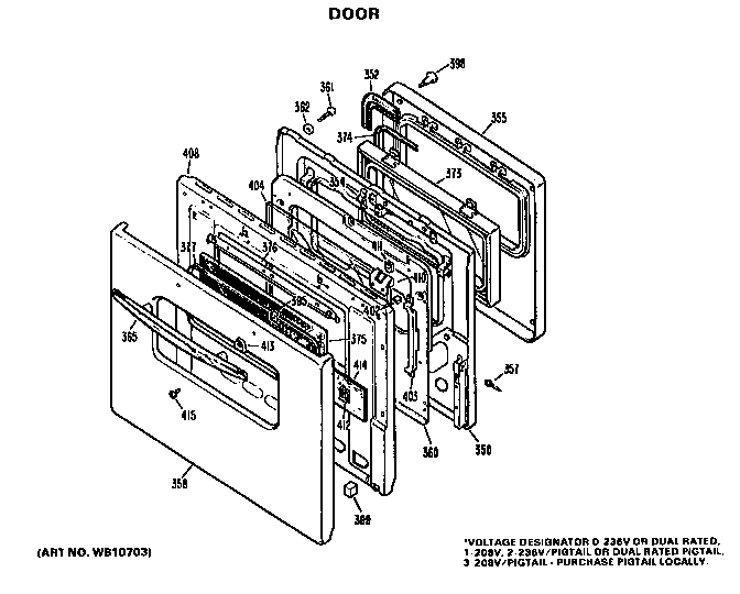 GE JKP27J3 door diagram