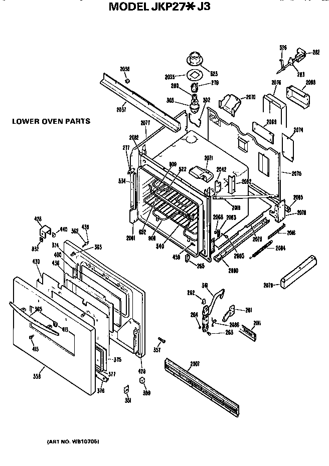 GE JKP27J3 lower oven diagram