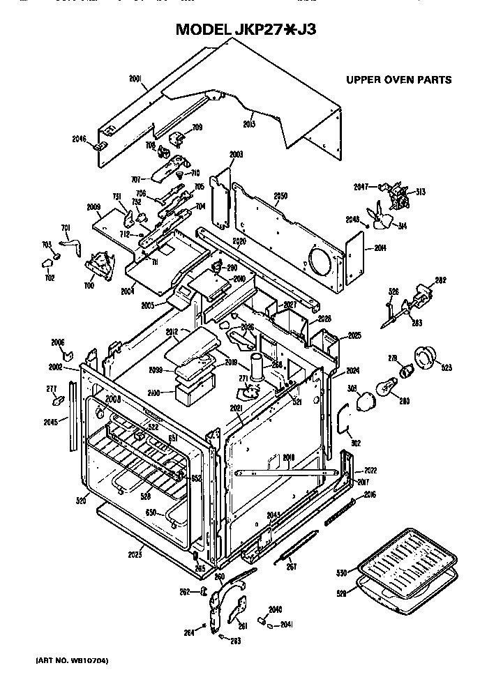 GE JKP27J3 upper oven diagram
