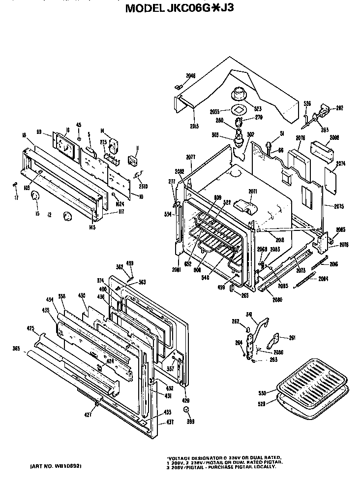 GE JKC06G*J3 main body/controls diagram