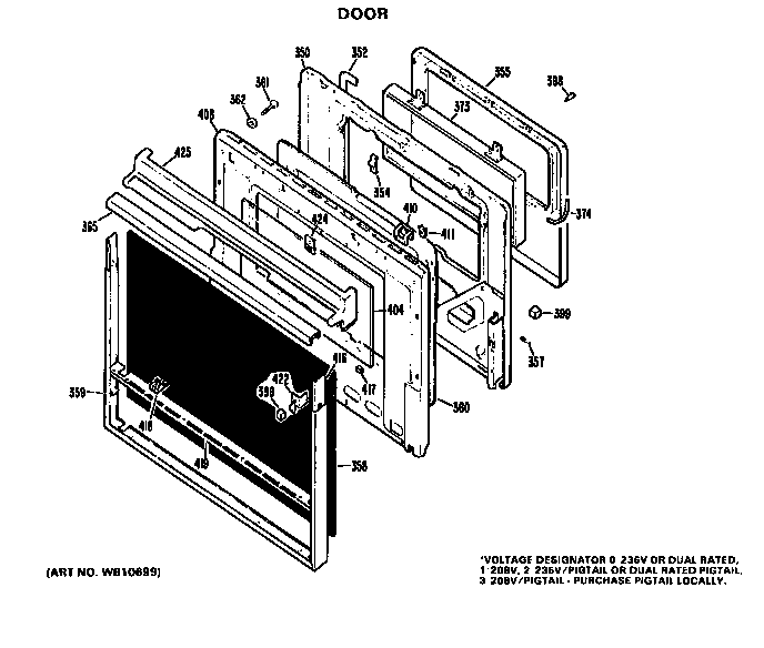 GE JKP07G*J3 door diagram