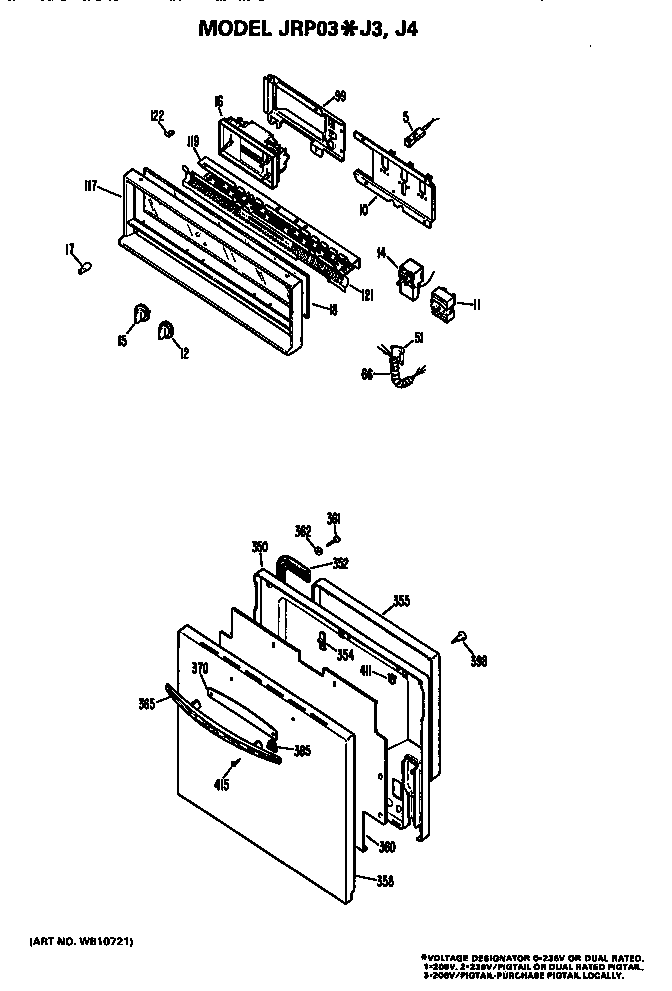 GE JRP03J4 control and door diagram