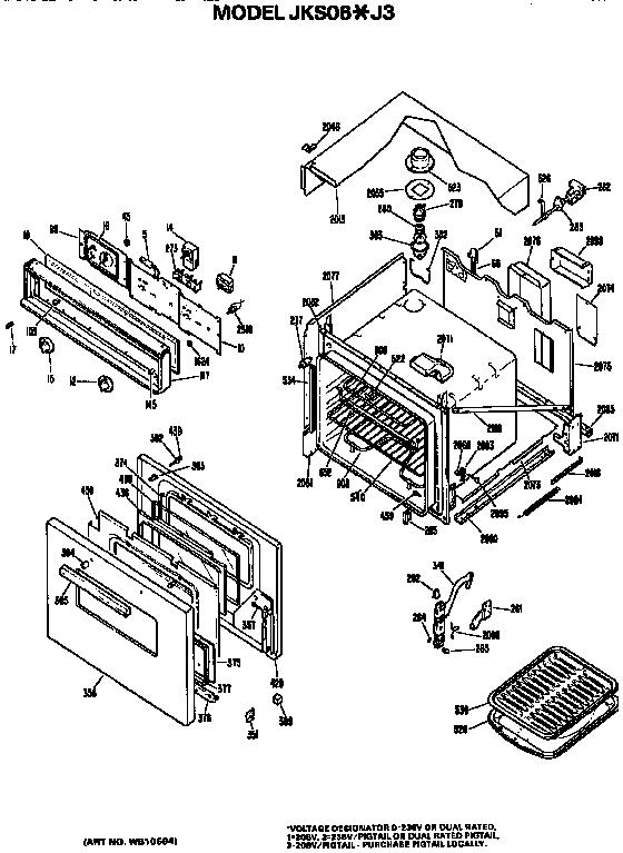 GE JKS06*J3 main body/controls diagram