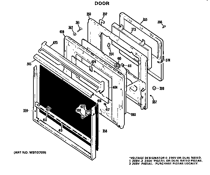 GE JKP38G*J3 door diagram