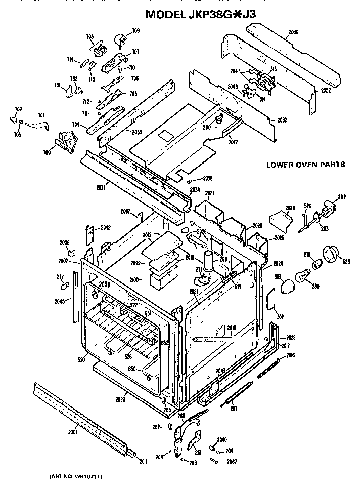 GE JKP38G*J3 lower oven diagram