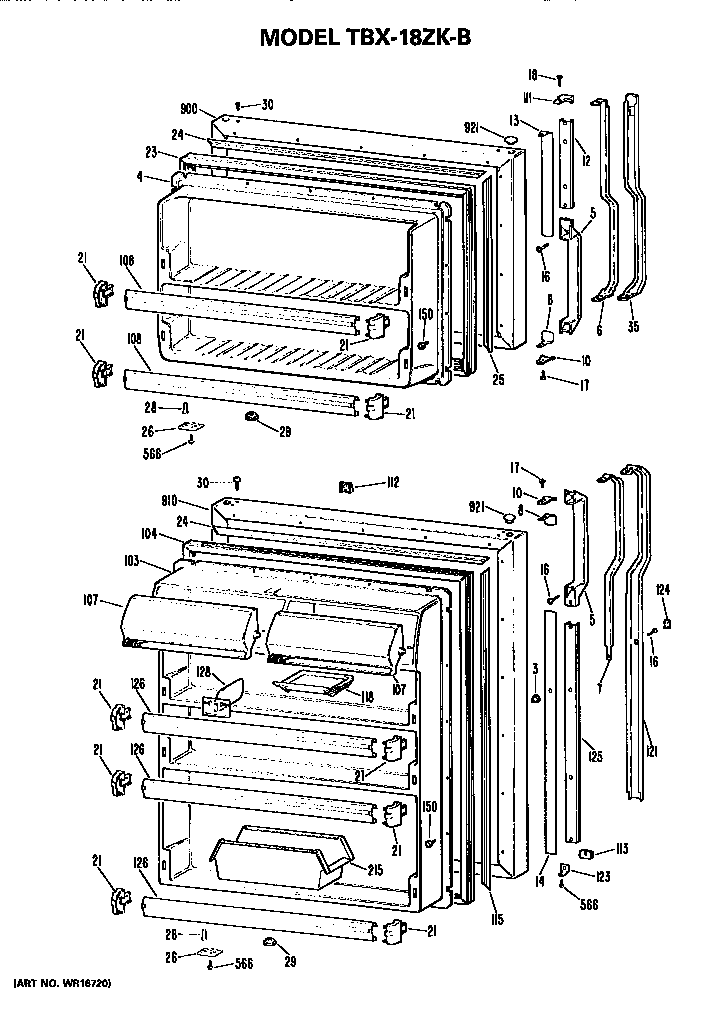 GE TBX18ZKBR doors diagram