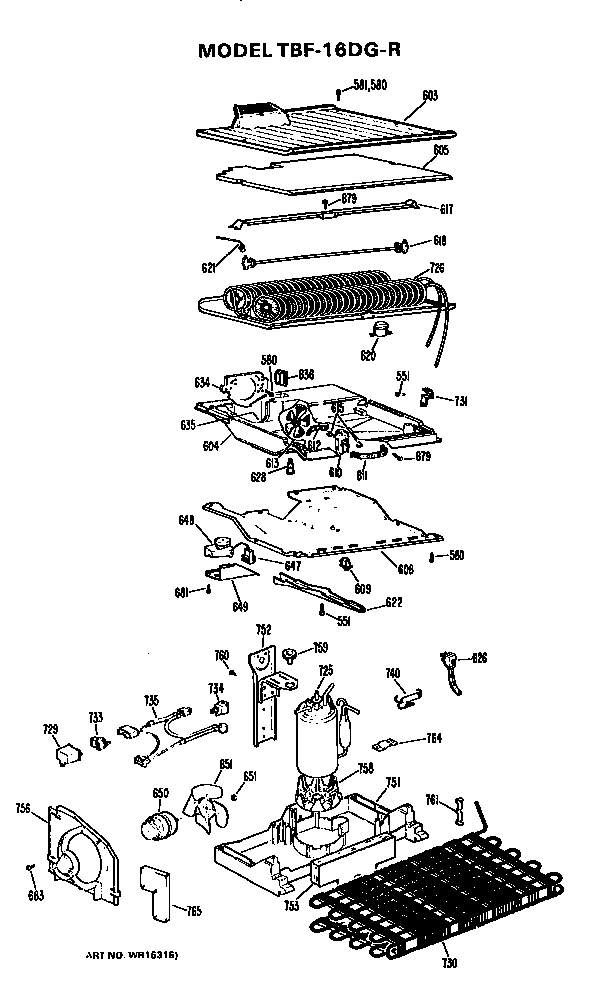 GE TBF16DGR unit parts diagram
