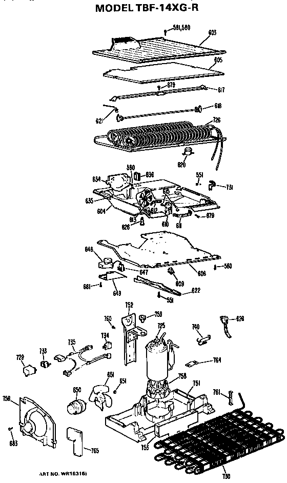 GE TBF14XGR unit parts diagram