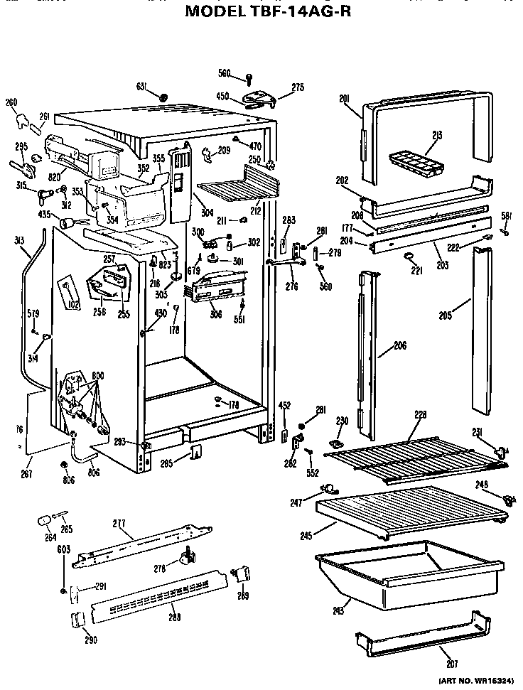 GE TBF14AGR cabinet parts diagram