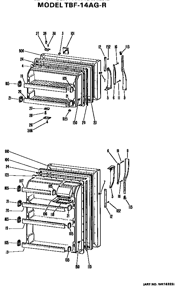 GE TBF14AGR doors diagram
