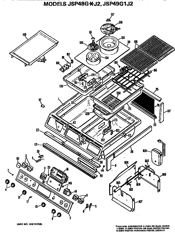 GE JSP49G1J2 cooktop/controls diagram