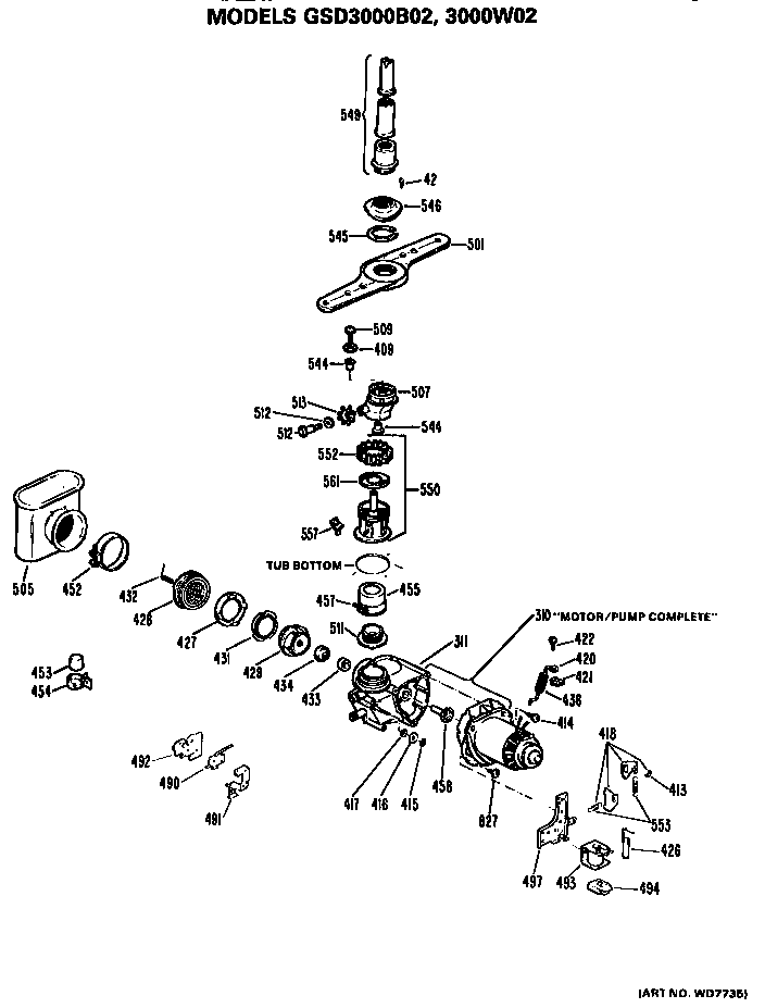 GE GSD3000B02 motor-pump diagram