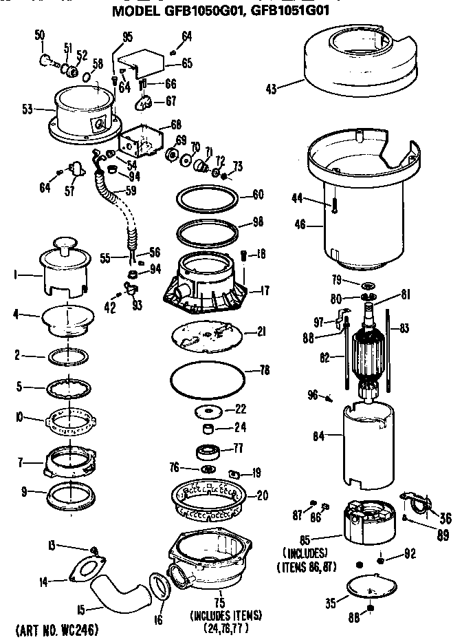 GE GFB1051G01 unit parts diagram