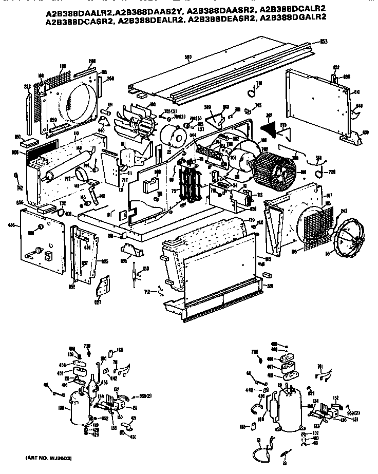 GE A2B388DAALR2 replacement parts/compressor diagram