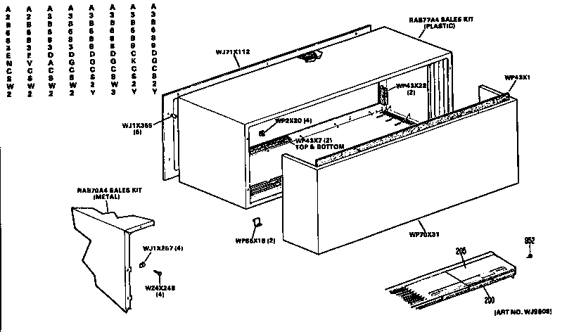 GE A3B683DGCSW2 cabinet diagram